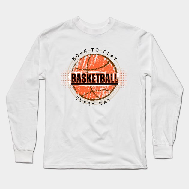 Inspiration For a Basketball Lover in Vintage Retro Design Long Sleeve T-Shirt by mieeewoArt